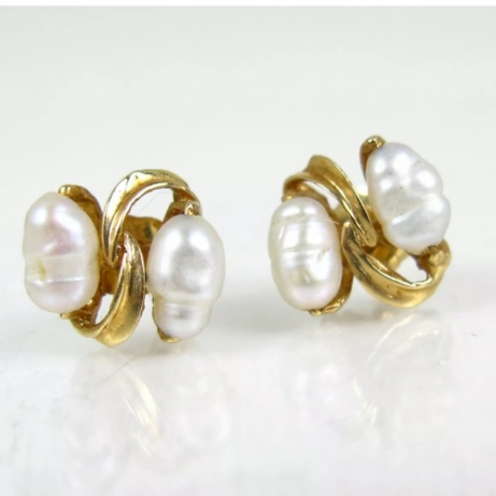 ❌❌❌SOLD❌❌❌VINTAGE SOLID 14KT GOLD FREASH WATER PEARL EARRINGS. FINAL PRICE. - Picture 10 of 12